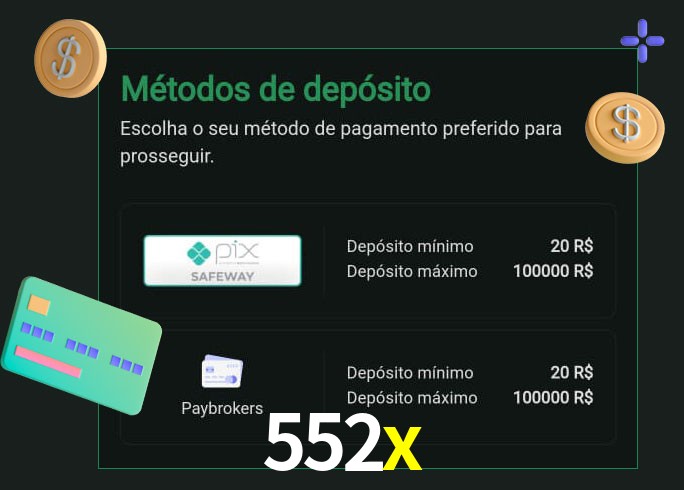 O cassino 552x oferece uma grande variedade de métodos de pagamento